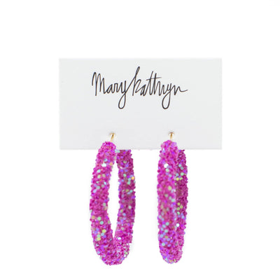 Magenta Glitter Hoops