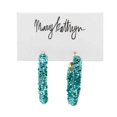 Turquoise Glitter Hoops