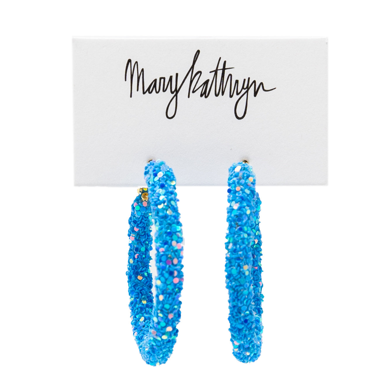 Azure Blue Glitter Hoops