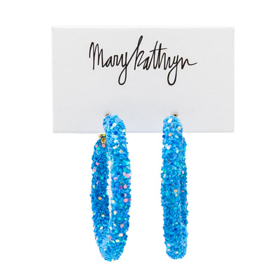 Azure Blue Glitter Hoops