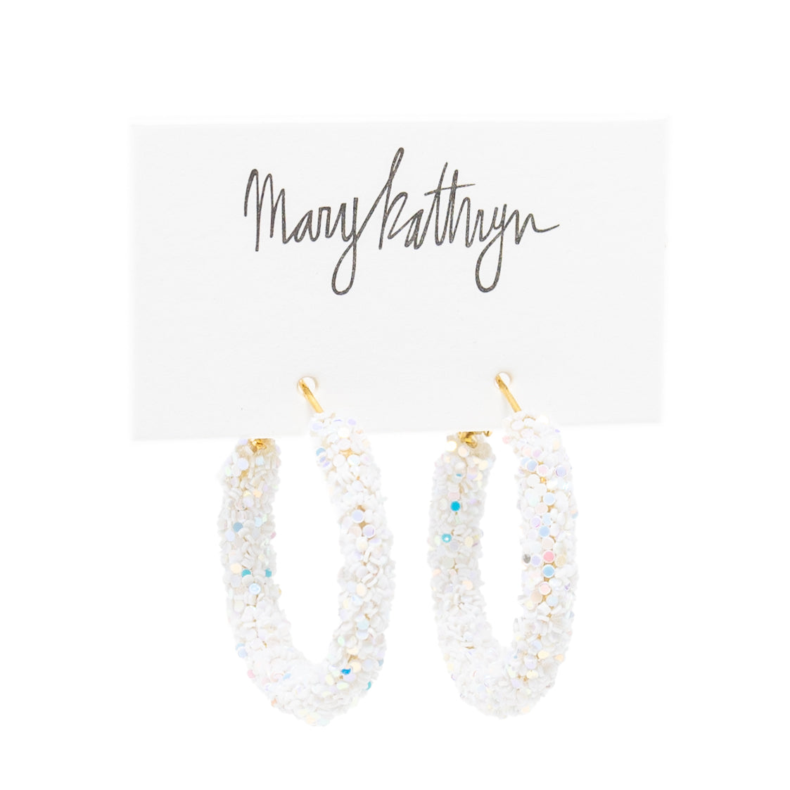 White Glitter Hoops