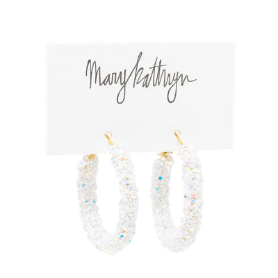 White Glitter Hoops