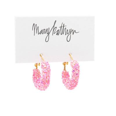 Pink Glitter Hoops