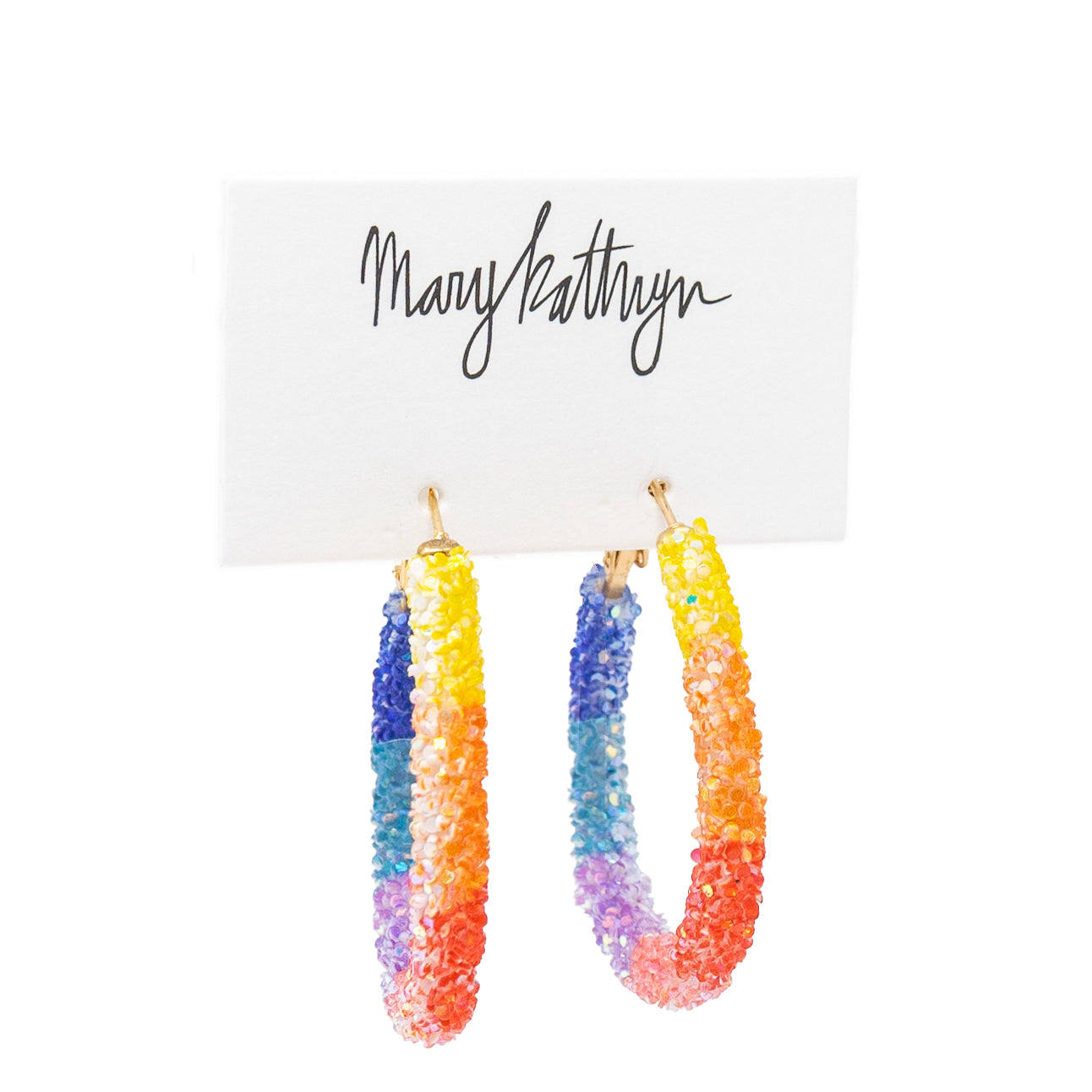Rainbow Ombre Poppy Glitter Hoops