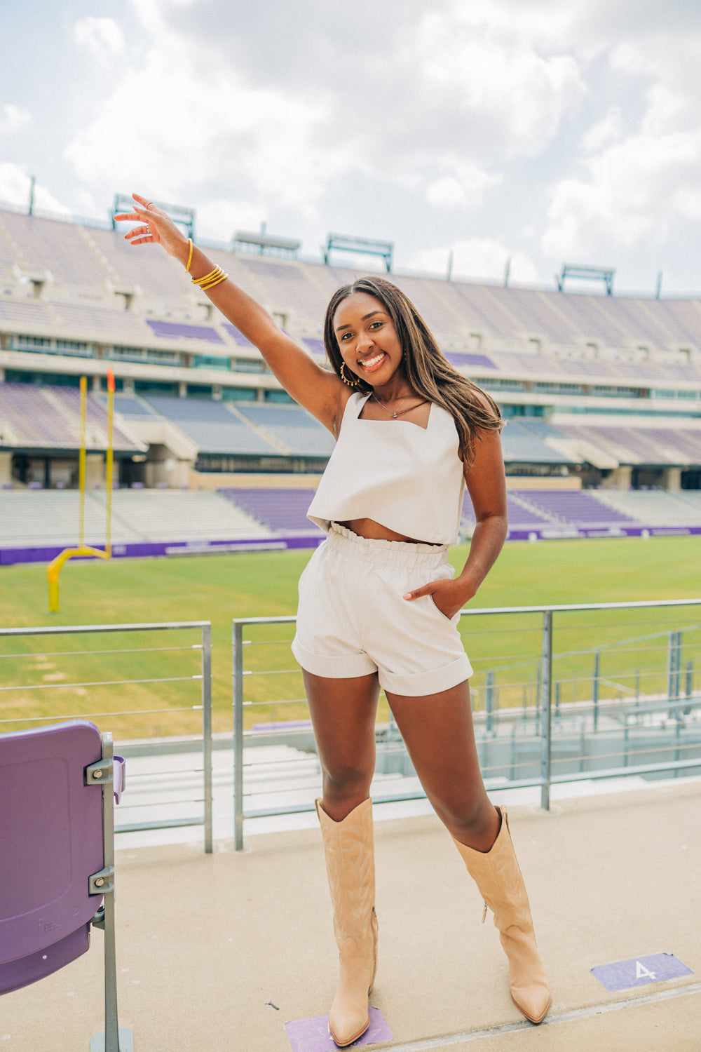 Manning Vegan Leather Cropped Tank Top -  White