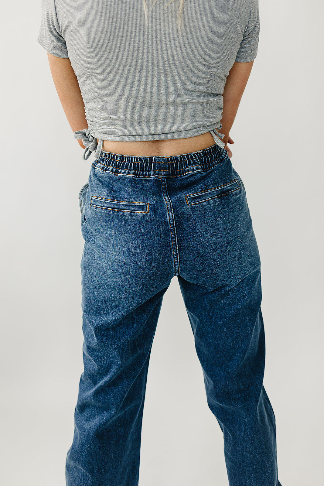 High Rise Wide Leg Denim Joggers