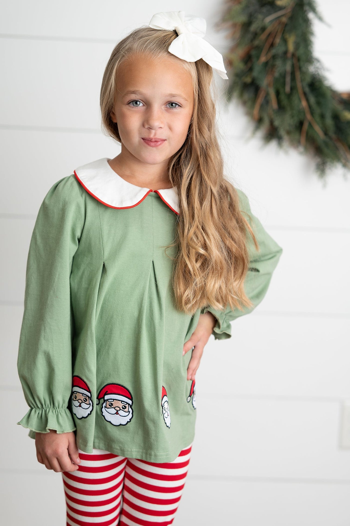 Green Candy Cane Stripe Santa Pant Set