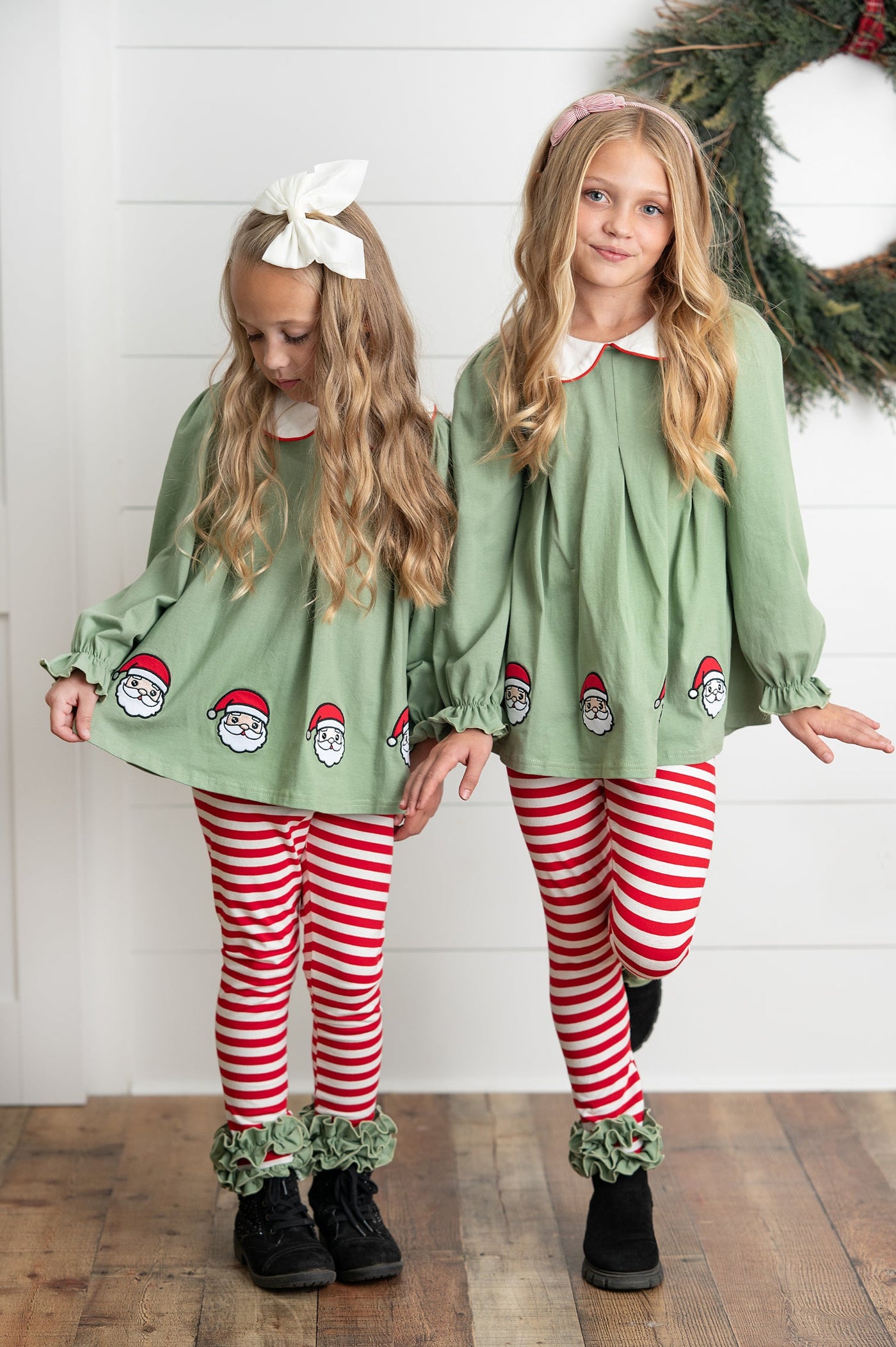 Green Candy Cane Stripe Santa Pant Set