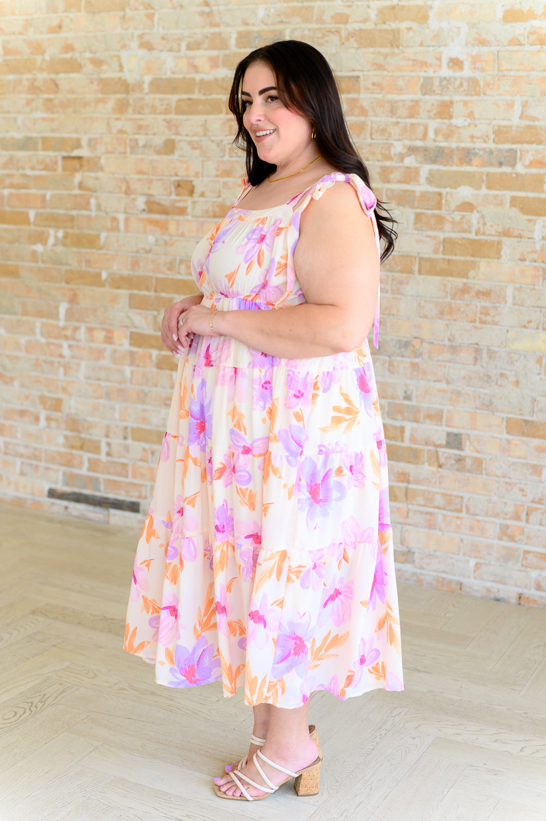 Pastel Petals Floral Midi Dress