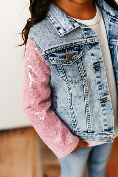 Pink Sequin Denim Jacket