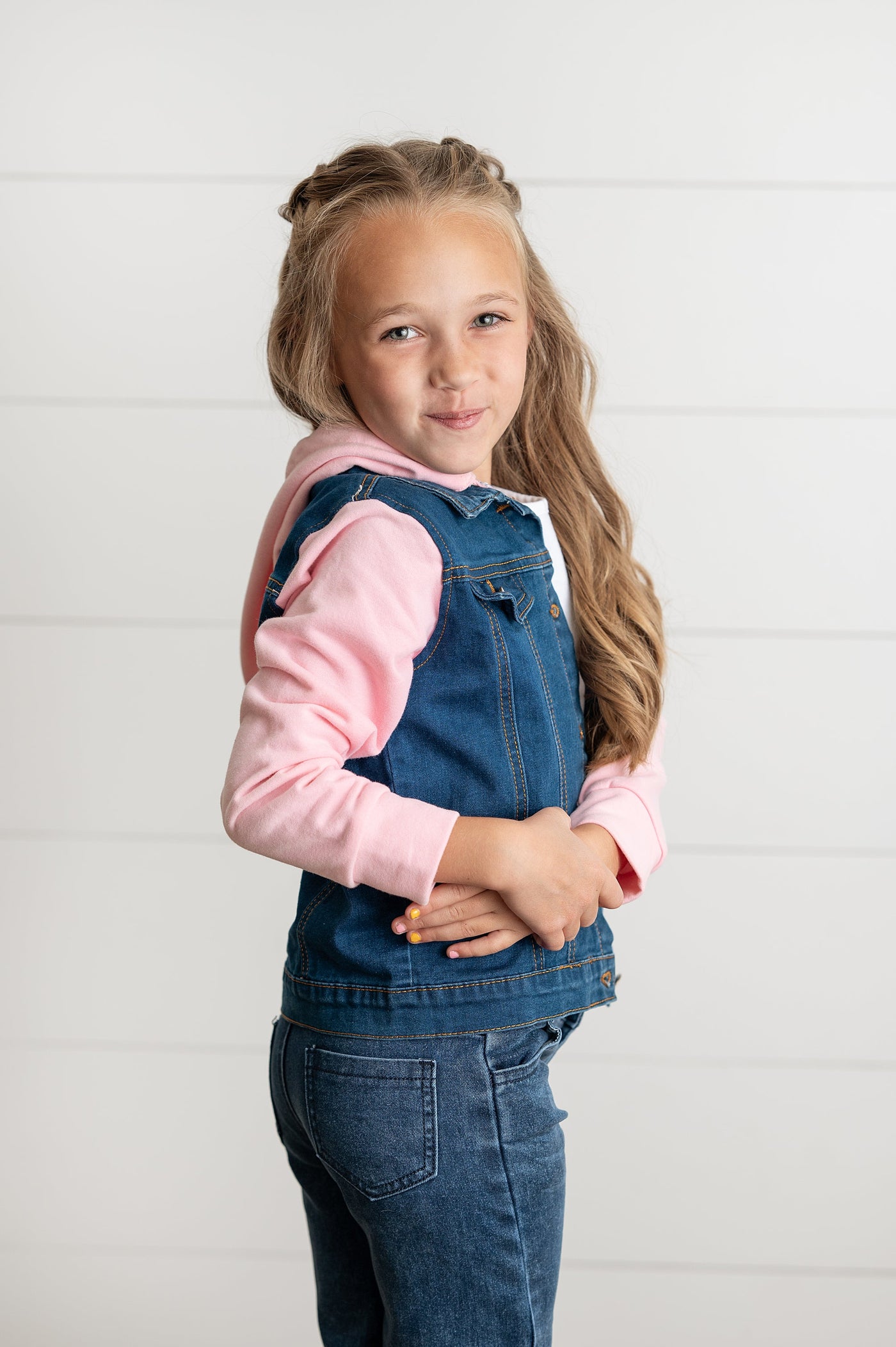 Pink Hooded Denim Jacket