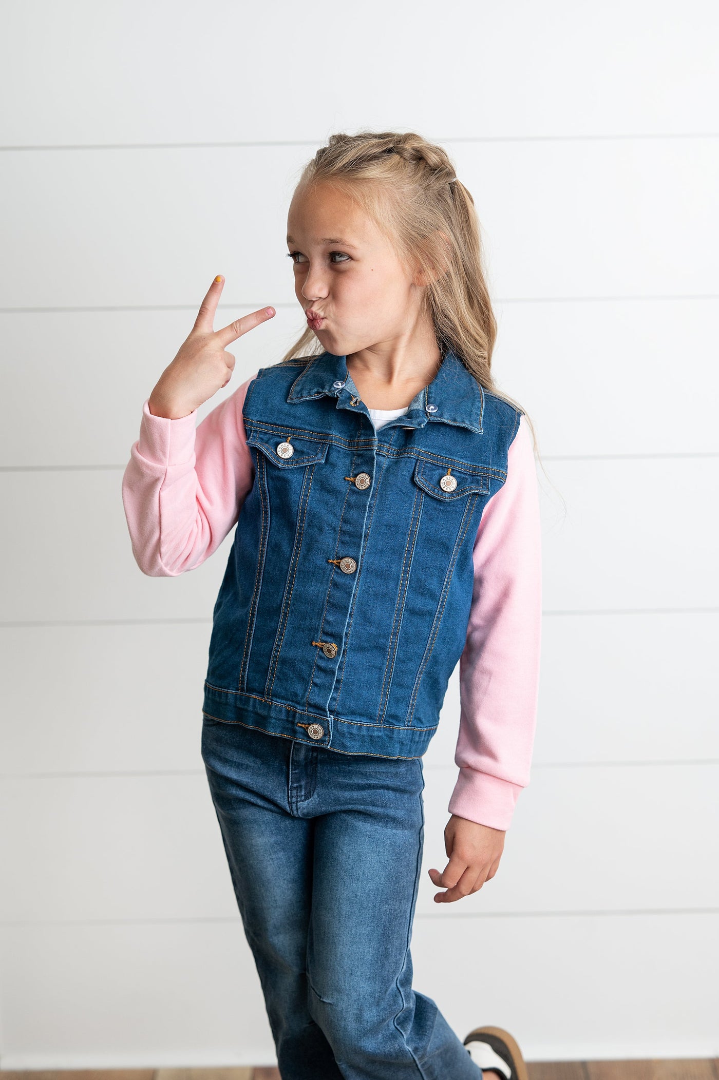 Pink Hooded Denim Jacket