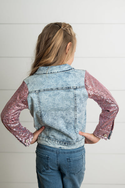 Pink Sequin Denim Jacket