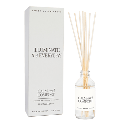Calm and Comfort Clear Reed Diffuser (Self Care Lavender and Eucalyptus)