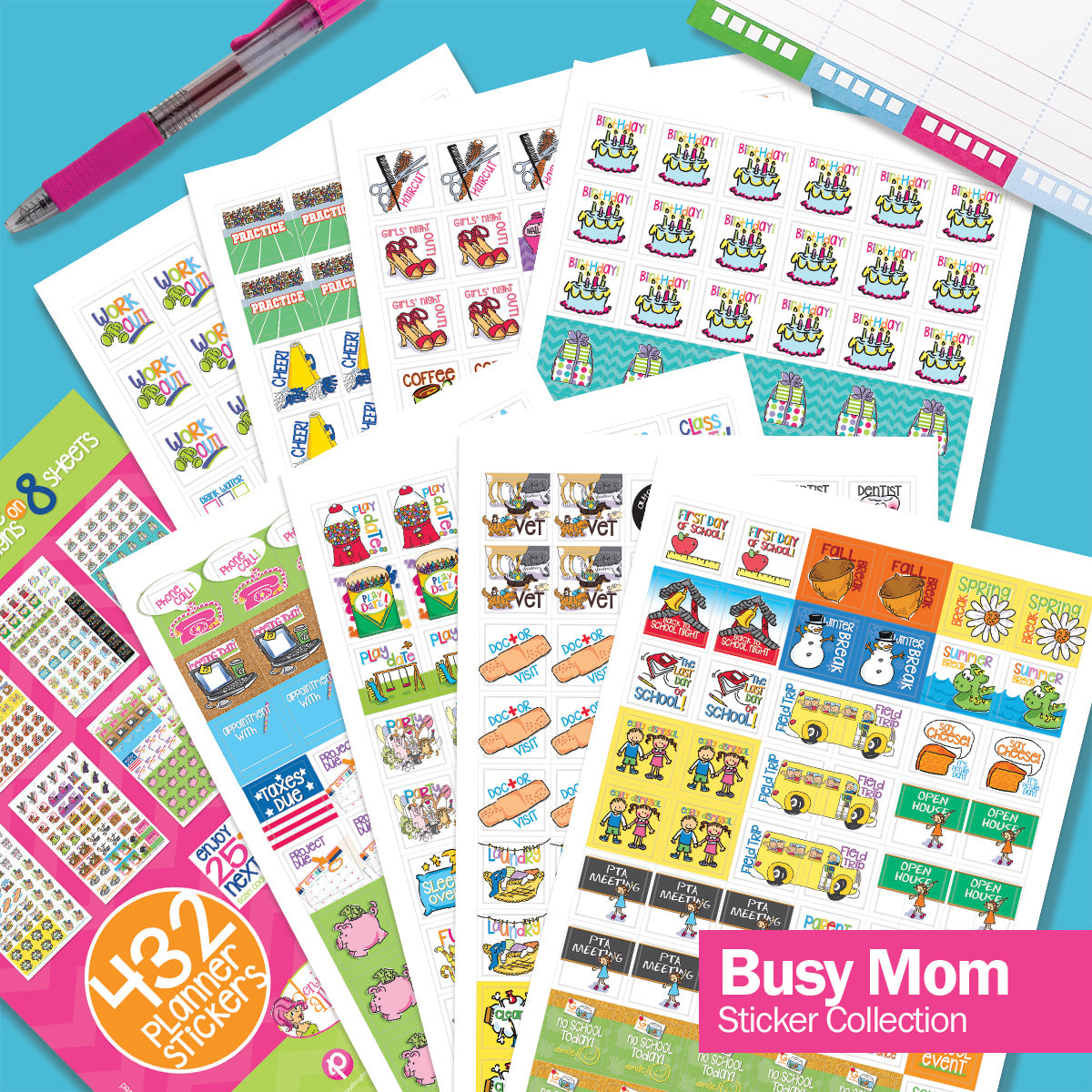 Best Planner Stickers | Family, Work, To-Dos, Events, Goals | 8 Styles