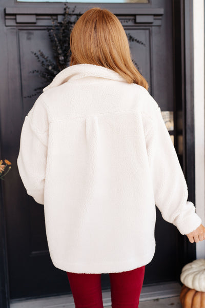 Shrouded in Sherpa Coat in White