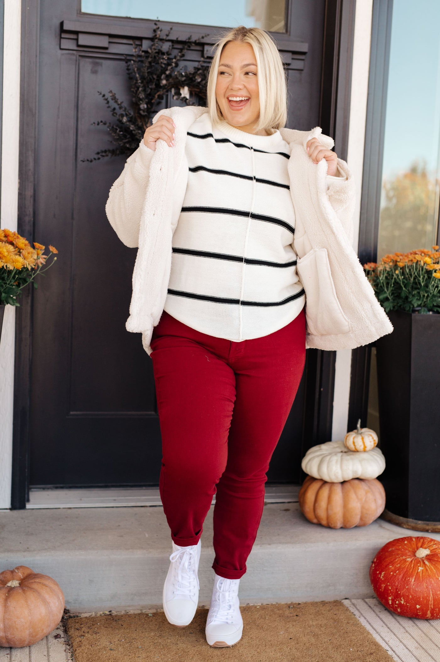 Shrouded in Sherpa Coat in White