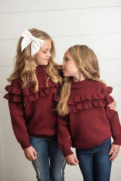 Wine Ruffle Sweater