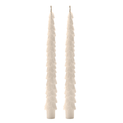 Cream Tree Taper Candles - Set of 2