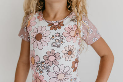 Tan Floral Shortie Leotard
