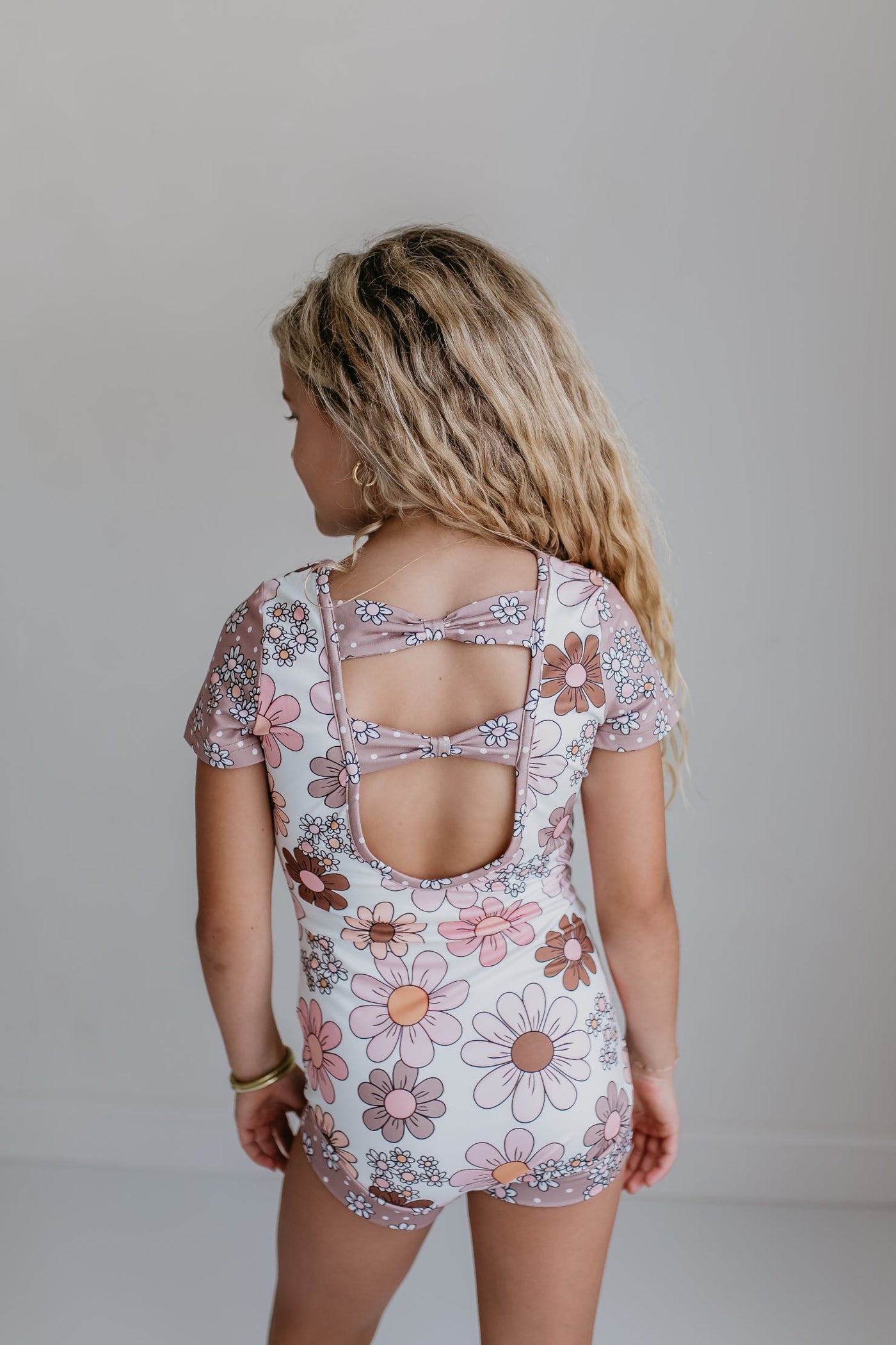 Tan Floral Shortie Leotard