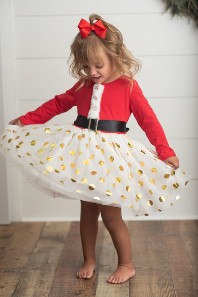 Santa Gold Dot Tulle Dress