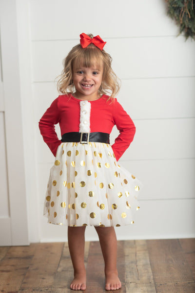 Santa Gold Dot Tulle Dress
