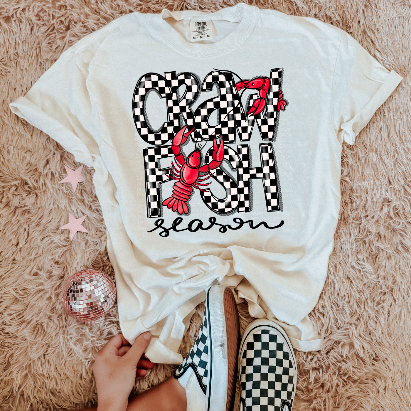 Checker crawfish season tee or sweatshirt