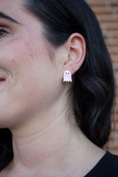 Mini Ghost Studs - Light Pink Shimmer