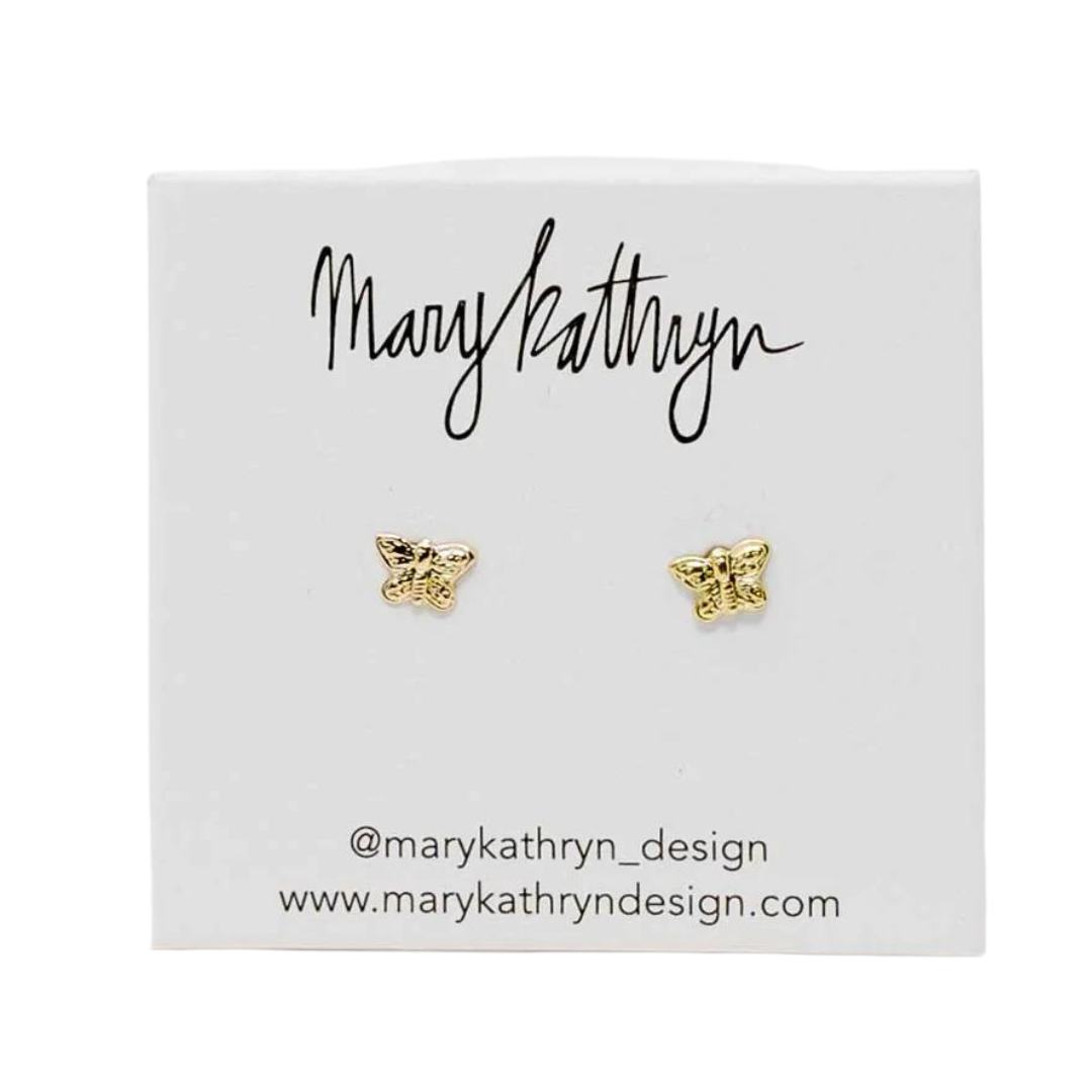 14k Gold Butterfly Studs