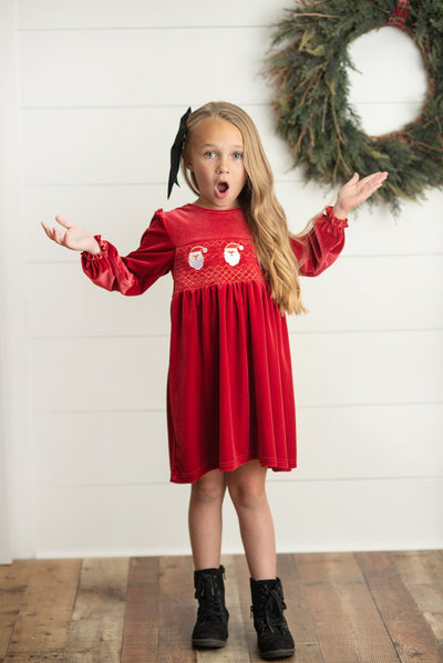 Santa Smocked Velvet Dress