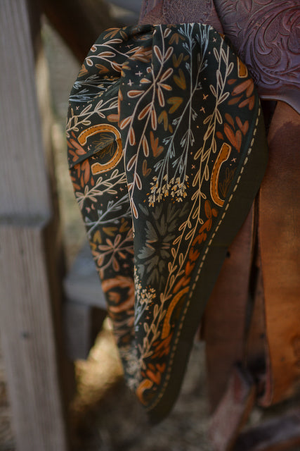 Western Harvest in Deep Juniper Silk Wild Rag Scarf