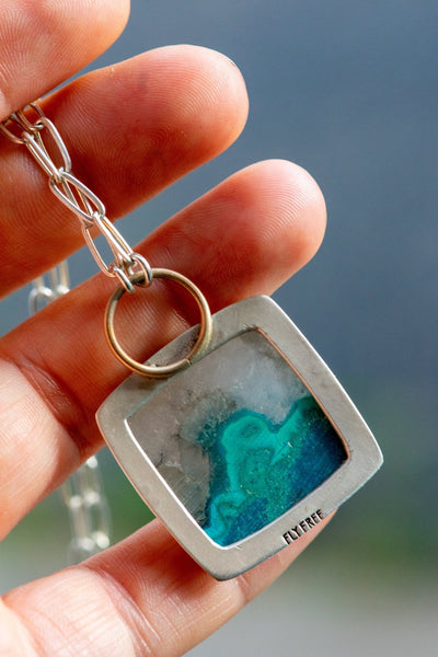 A GREAT WAVE OF CHRYSOCOLLA IN QURTZ