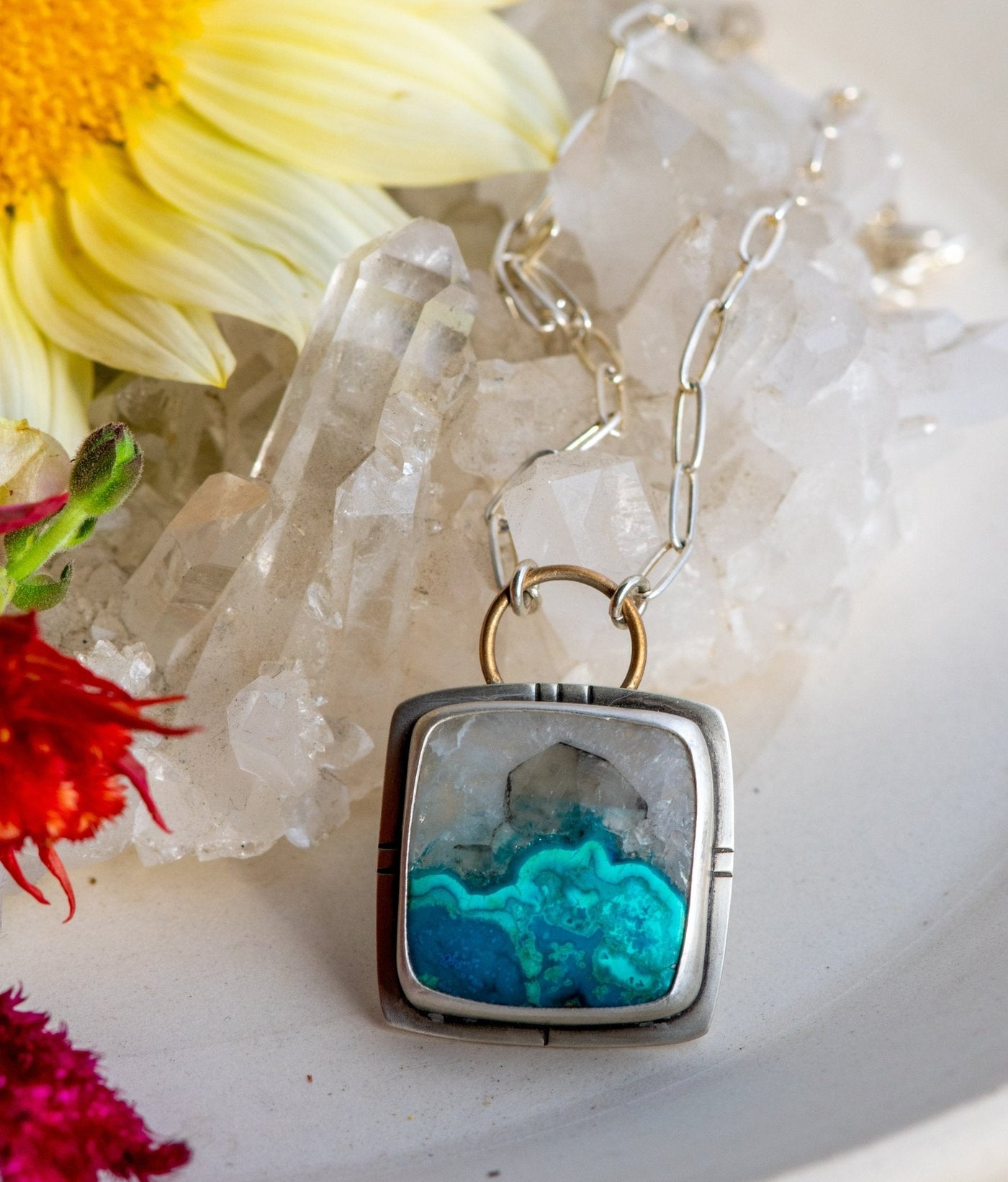 A GREAT WAVE OF CHRYSOCOLLA IN QURTZ