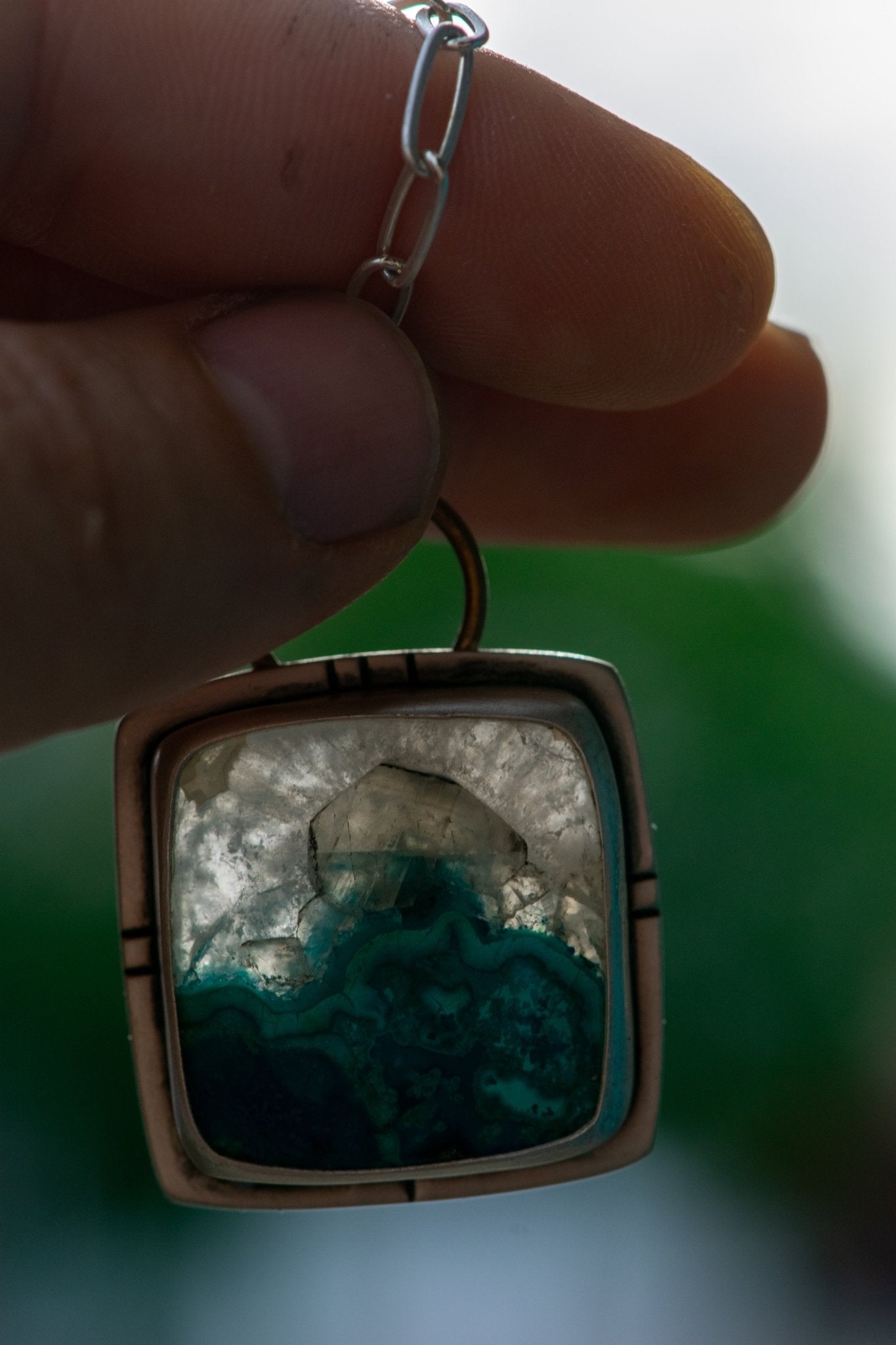 A GREAT WAVE OF CHRYSOCOLLA IN QURTZ