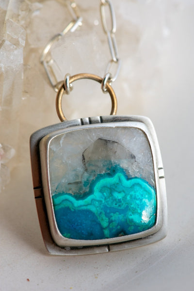 A GREAT WAVE OF CHRYSOCOLLA IN QURTZ