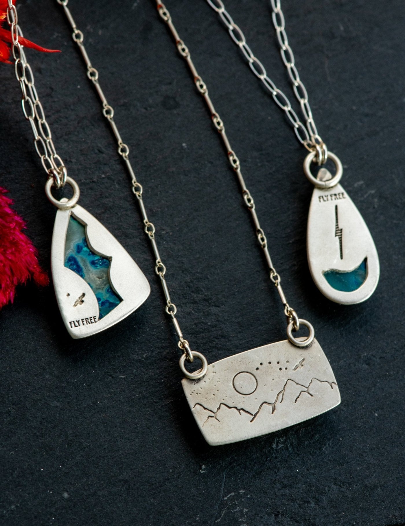 ARCHIPELAGO NECKLACES IN CHRYSOCOLLA + QUARTZ