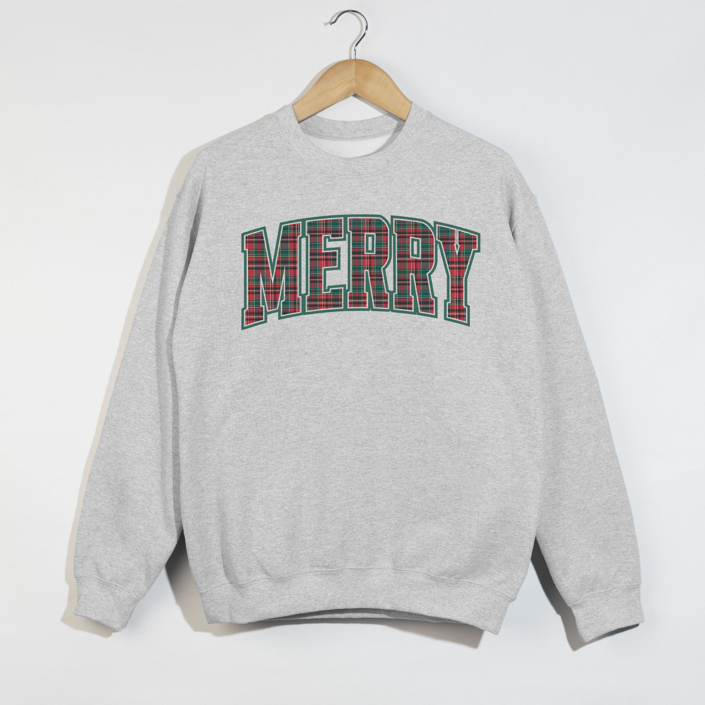 MERRY Plaid Christmas Crewneck Sweatshirt