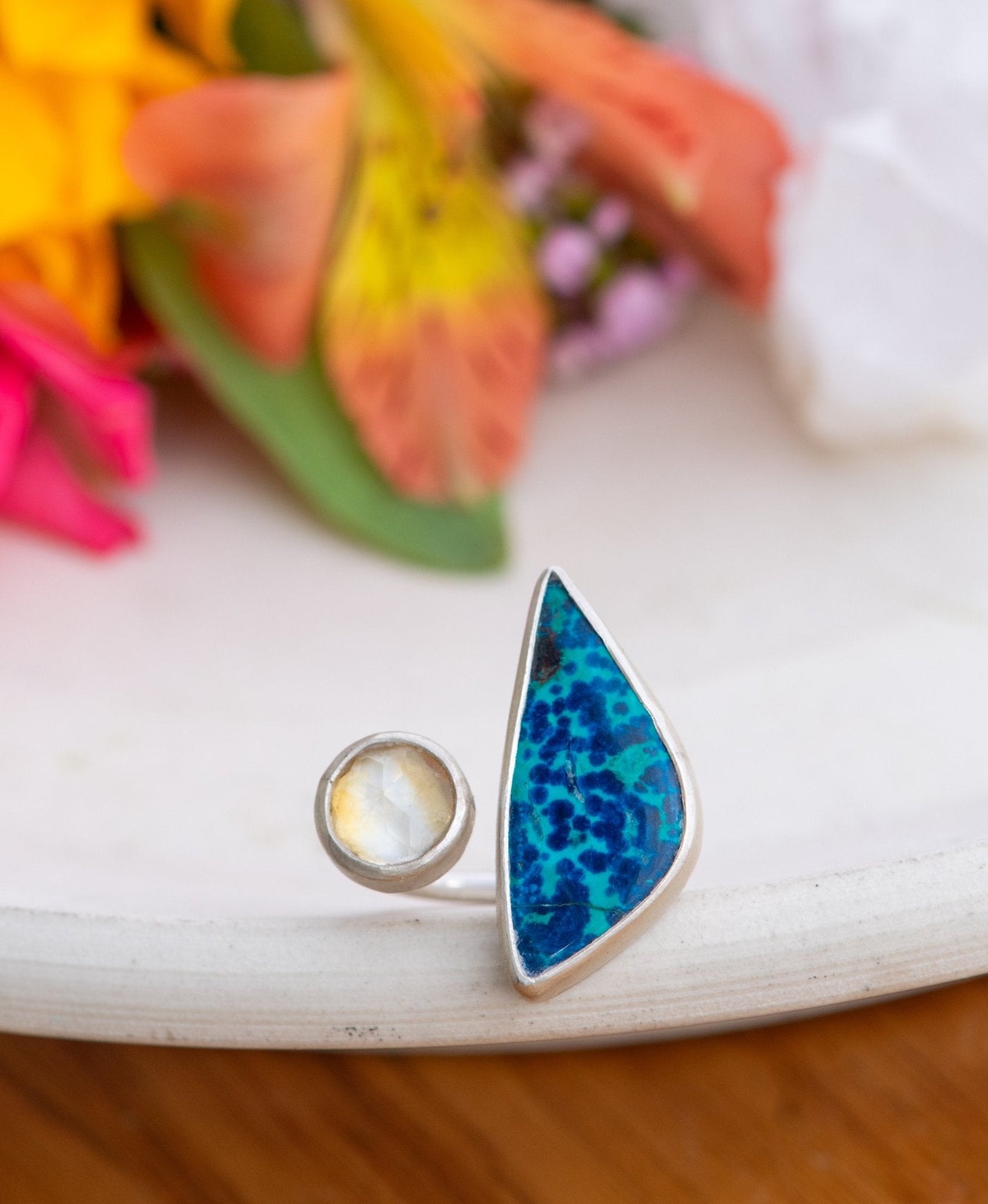 AZURE AND JOY CHRYSOCOLLA AND CITRINE RING