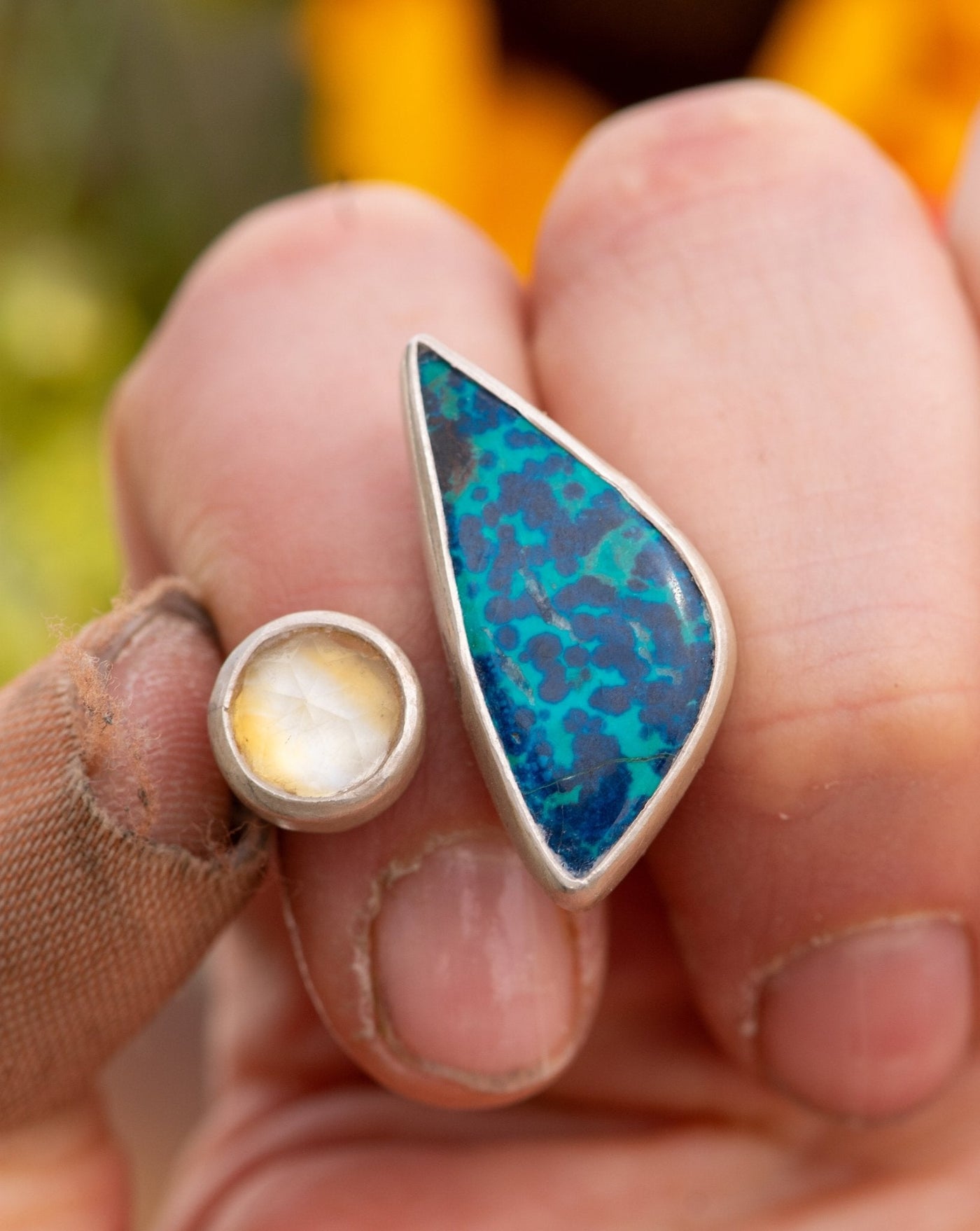 AZURE AND JOY CHRYSOCOLLA AND CITRINE RING