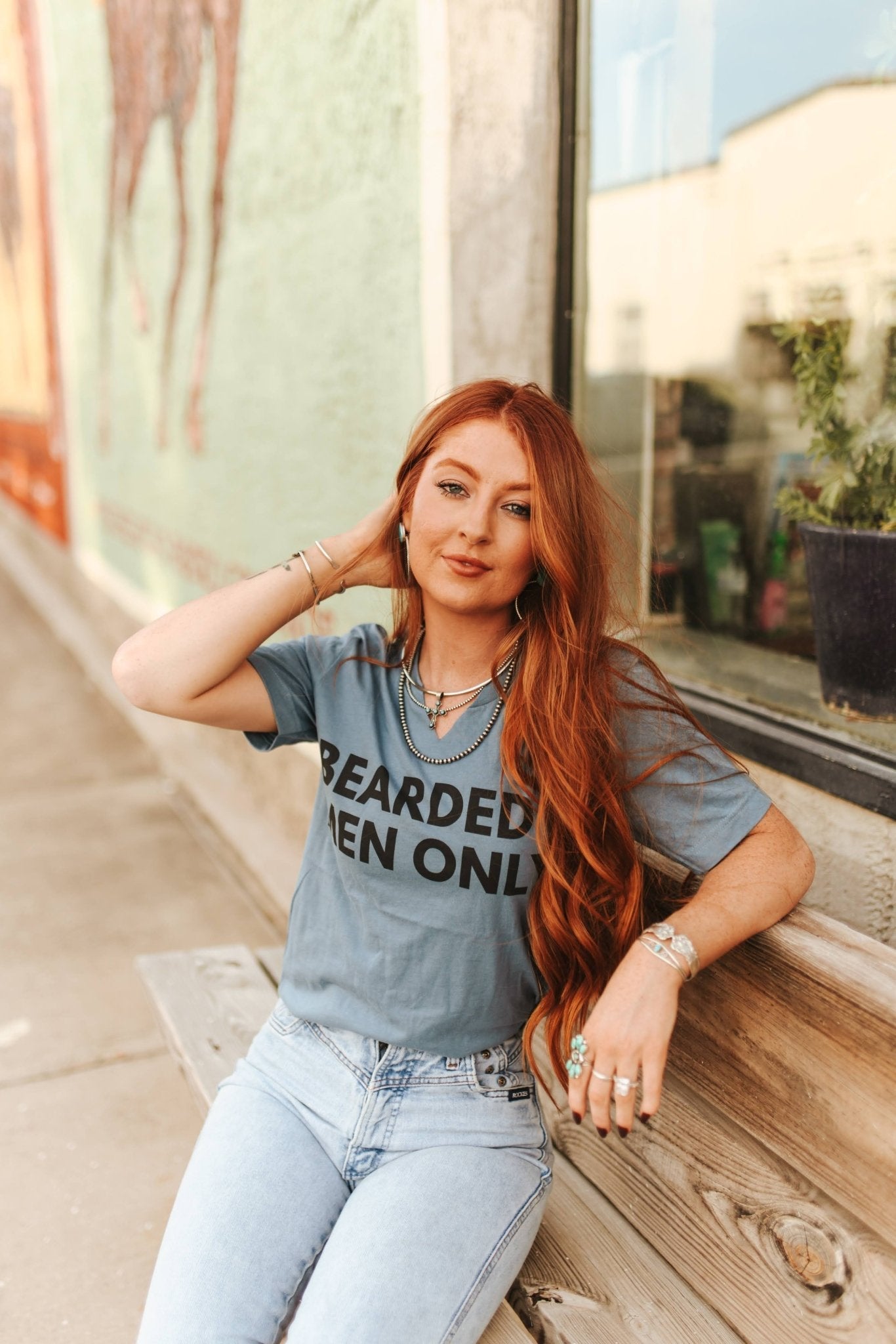 Bearded Men Only Raw Cut V-neck Graphic Tee