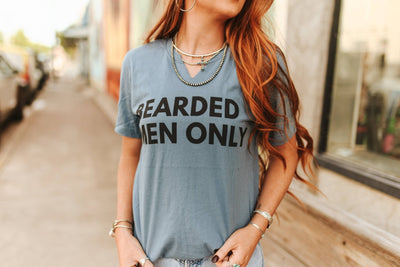 Bearded Men Only Raw Cut V-neck Graphic Tee
