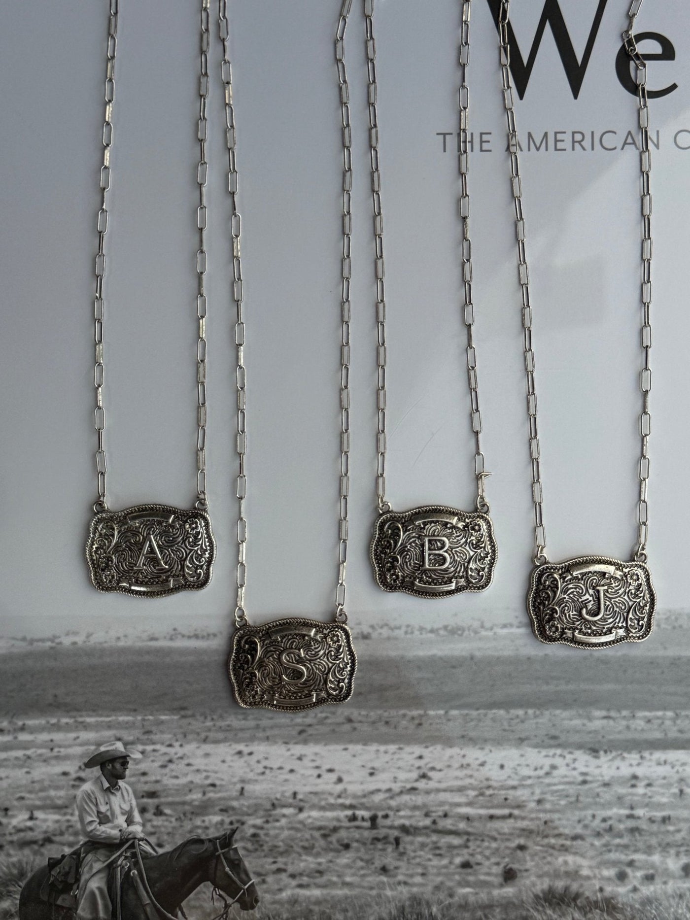 Belt Buckle Initial Necklace