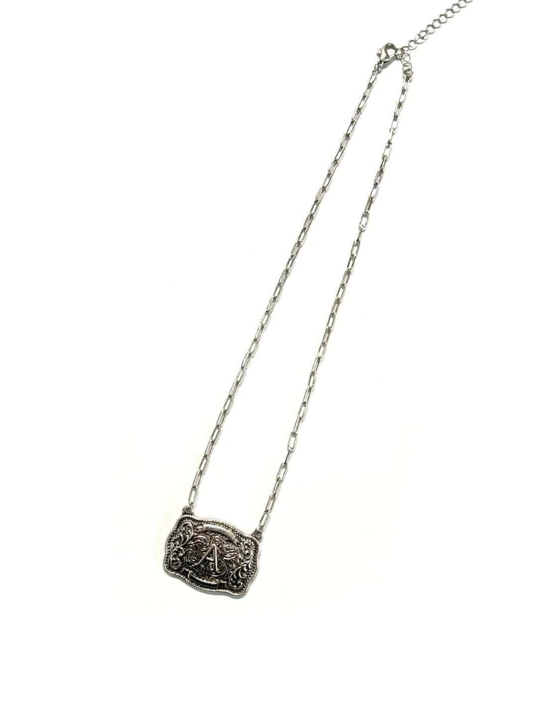 Belt Buckle Initial Necklace