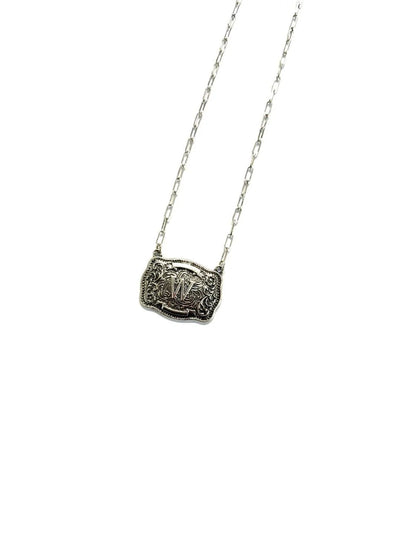 Belt Buckle Initial Necklace