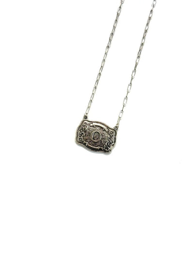 Belt Buckle Initial Necklace