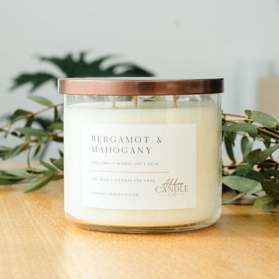 Bergamot and Mahogany 3-Wick Soy Candle