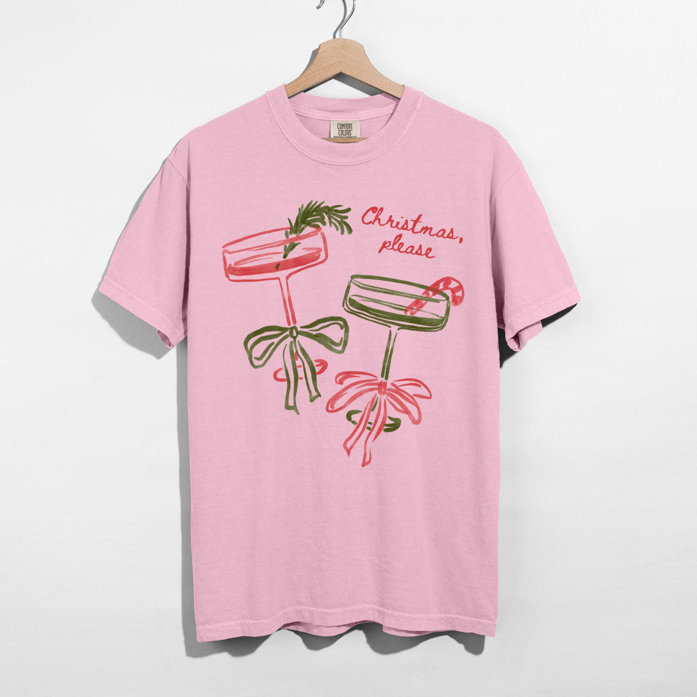 Christmas, Please Cocktail Tee – Festive Holiday Graphic T-Shirt