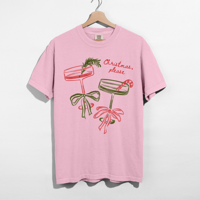 Christmas, Please Cocktail Tee – Festive Holiday Graphic T-Shirt