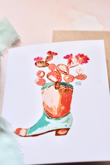 Western Cowboy Boot Blank Card Set